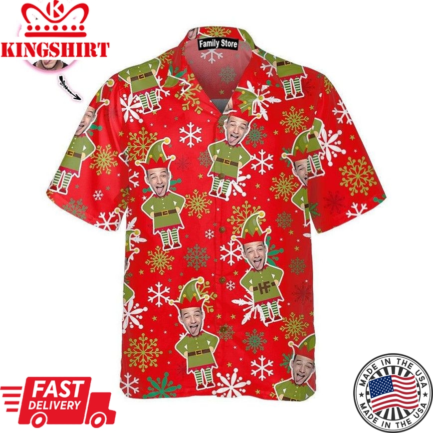 Custom Face Christmas Elf Custom Hawaiian Shirt