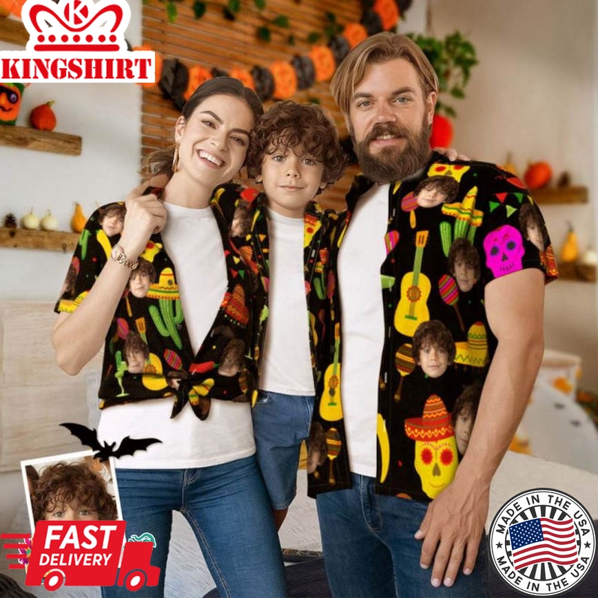 Custom Face Family Matching Hawaiian Outfit Halloween Party Parent-Child Wears