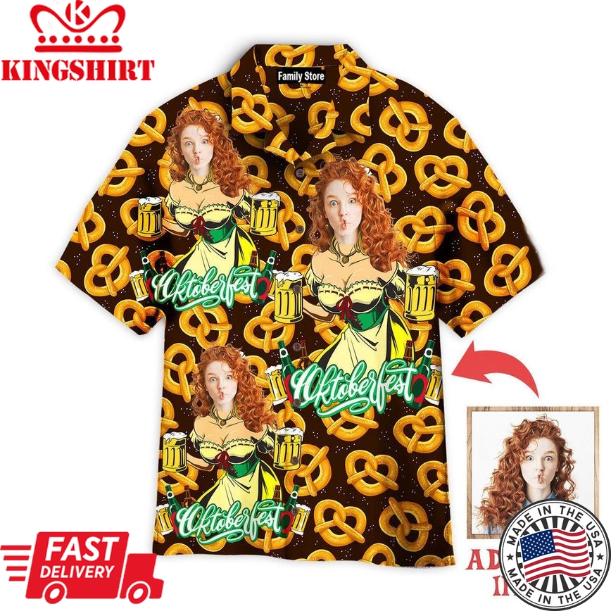 Custom Face Girl Germany On Pretzel And Beer Custom Hawaiian Shirt