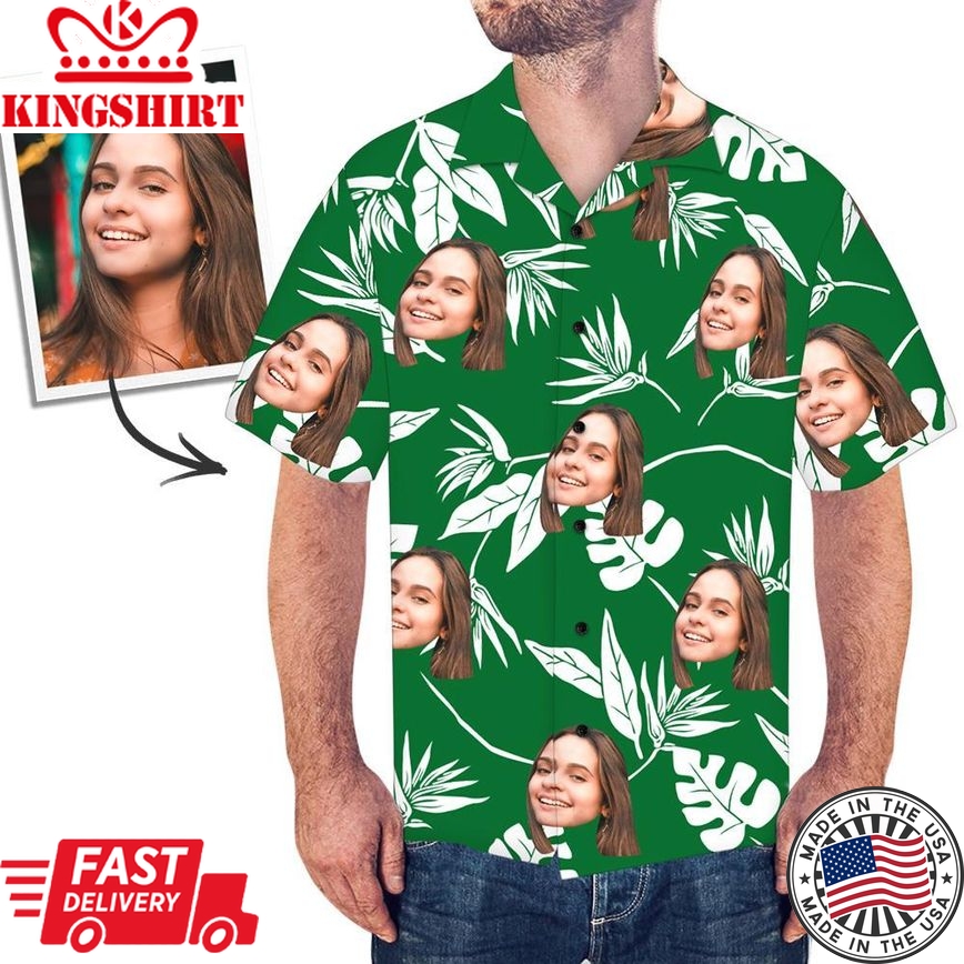 Custom Face Green Hawaiian Shirt