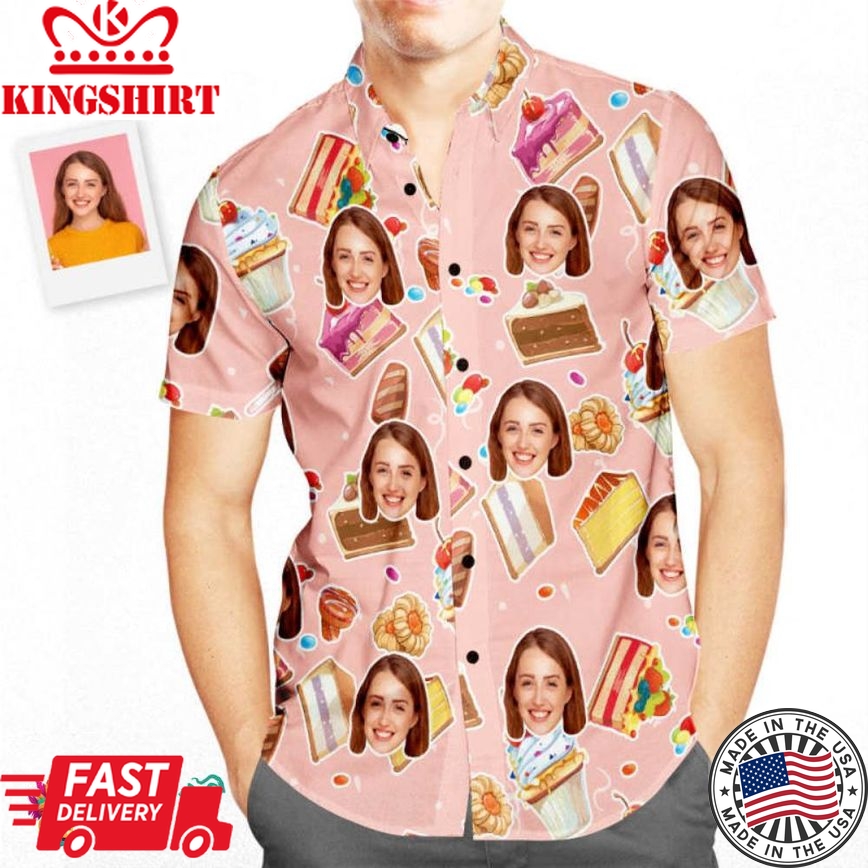 Custom Face Happy Birthday Trending Hawaiian Shirts Hawaiian Shirt Cake Pattern Birthday Gifts