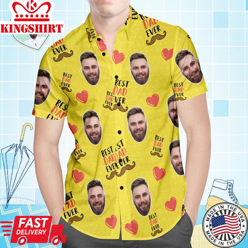 Custom Face Hawaiian Shirt All Over Print Men's Shirt Best Dad Ever