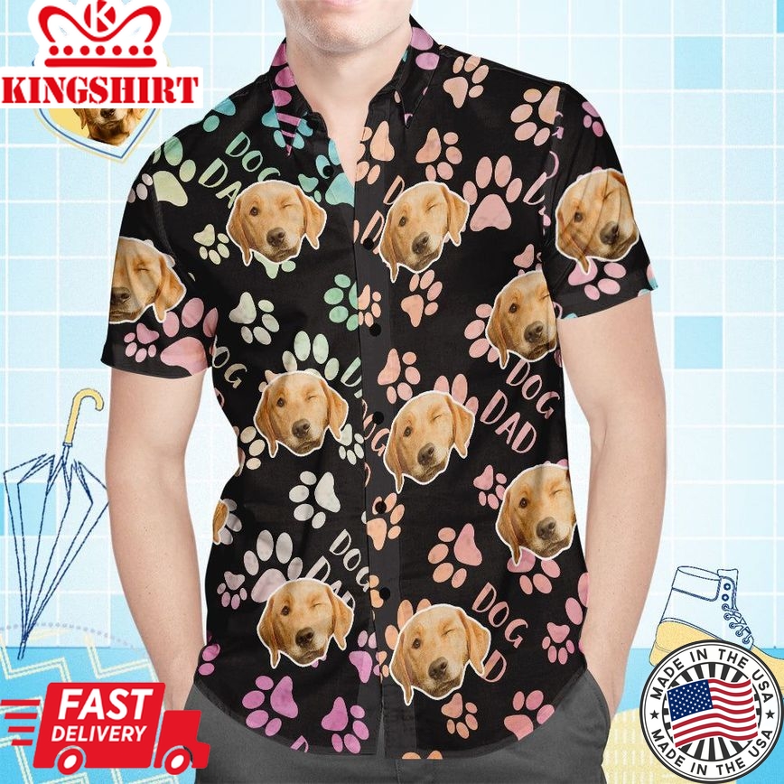 Custom Face Hawaiian Shirt All Over Print Men's Shirt Dog Dad