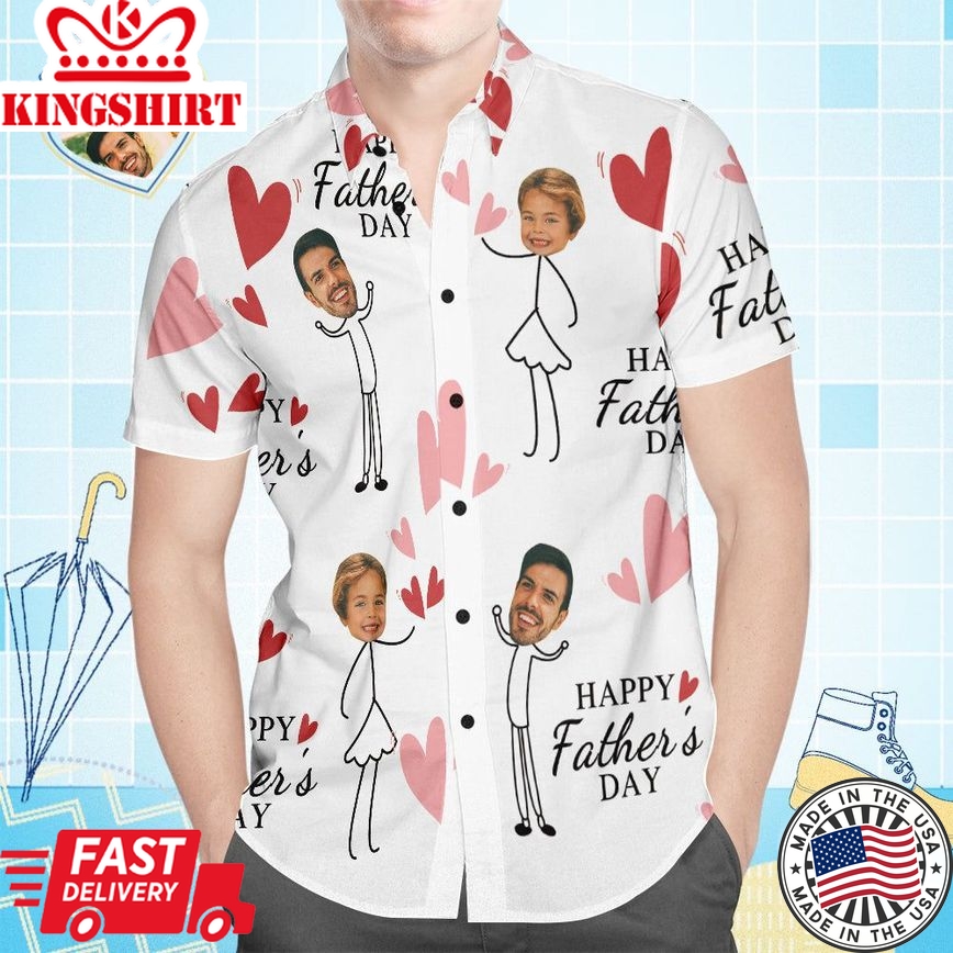 Custom Face Hawaiian Shirt All Over Print Men's Shirt Happy Father's Day