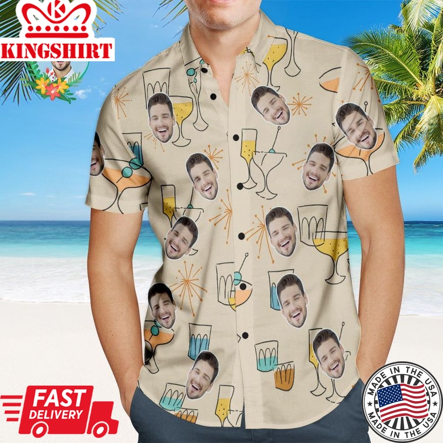 Custom Face Hawaiian Shirt Cocktail Party Personalized Shirt With Your Photo