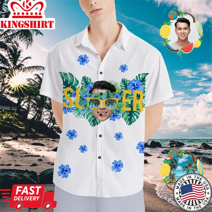 Custom Face Hawaiian Shirts Personalized Photo Glasses Vision Hawaiian Shirts