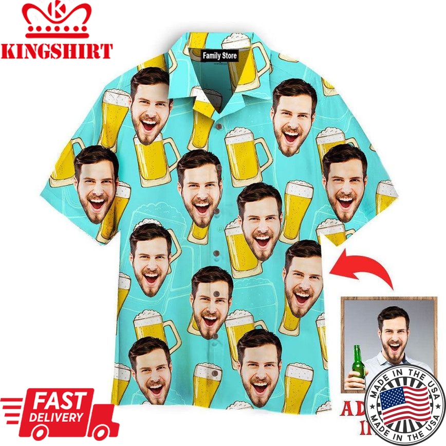 Custom Face Its Beer Day Custom Hawaiian Shirt