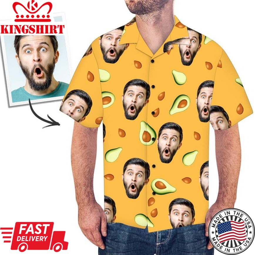 Custom Face Men's Hawaiian Shirt Avocado