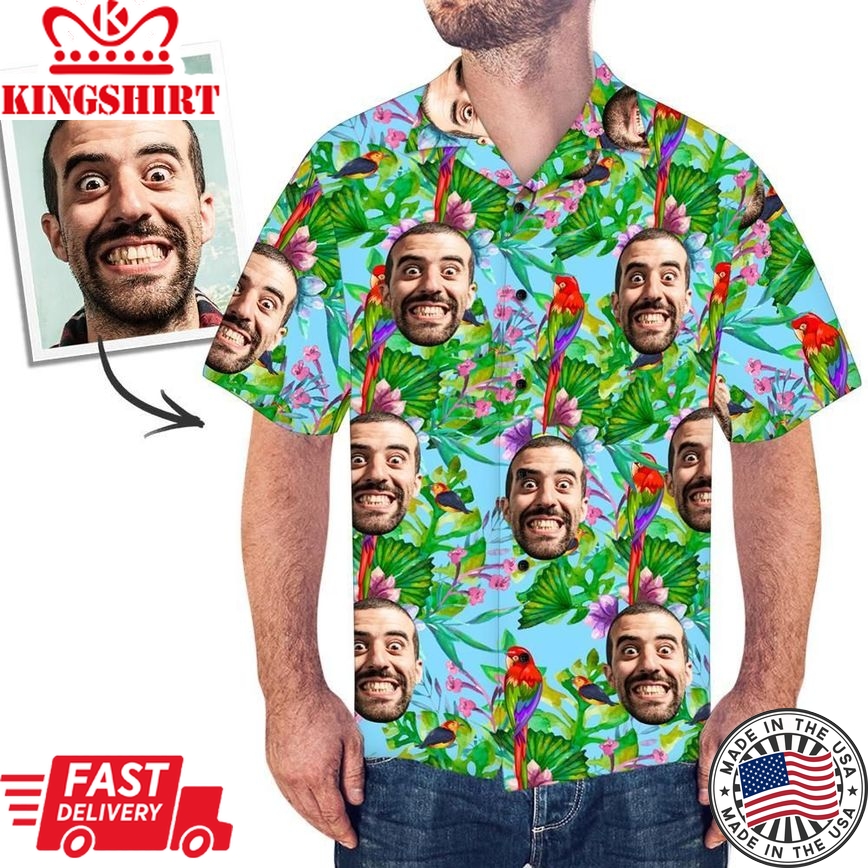 Custom Face Men's Hawaiian Shirt Parrot