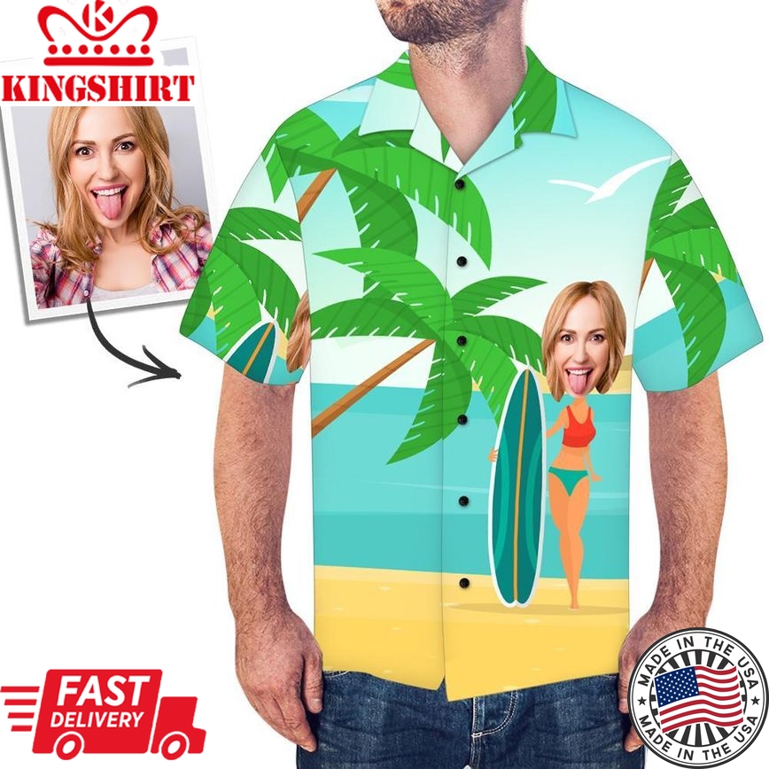 Custom Face Men's Hawaiian Shirt Vacation Surfing