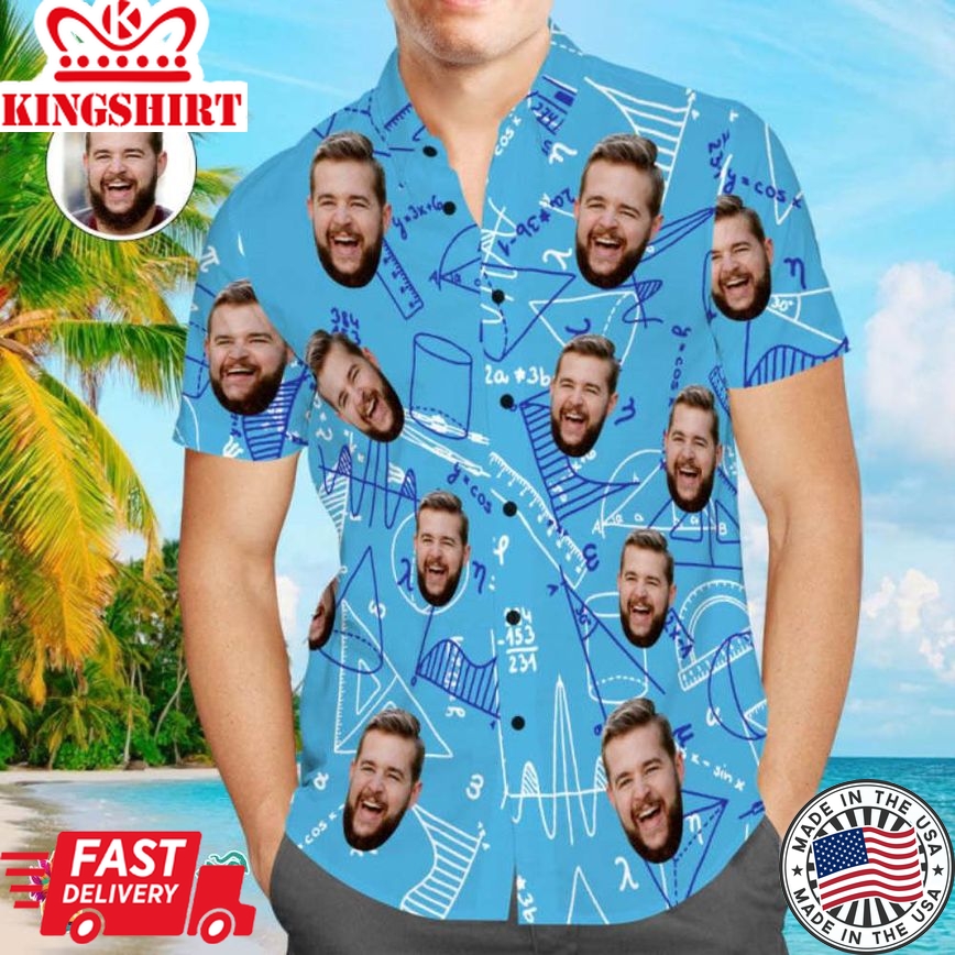 Custom Face Men's Proud To Be A Math Teacher Men's Trending Hawaiian Shirts Hawaiian Shirt Best Gift For Teachers