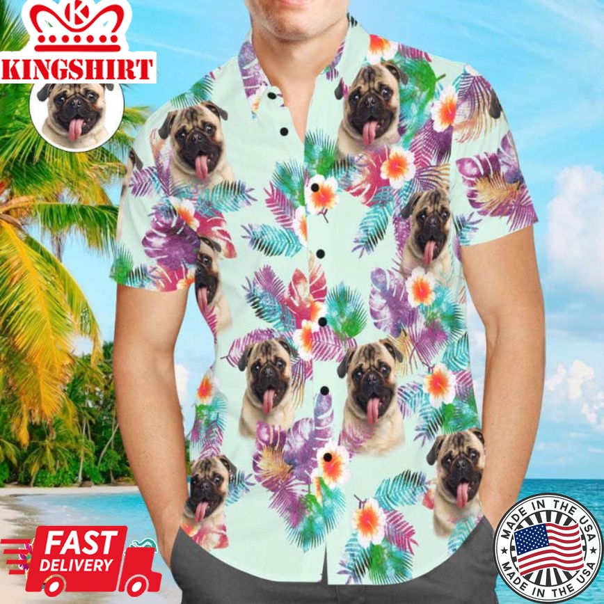 Custom Face Men Trending Hawaiian Shirts Hawaiian Shirts Personalized Cute Dog Face For Pet Lover