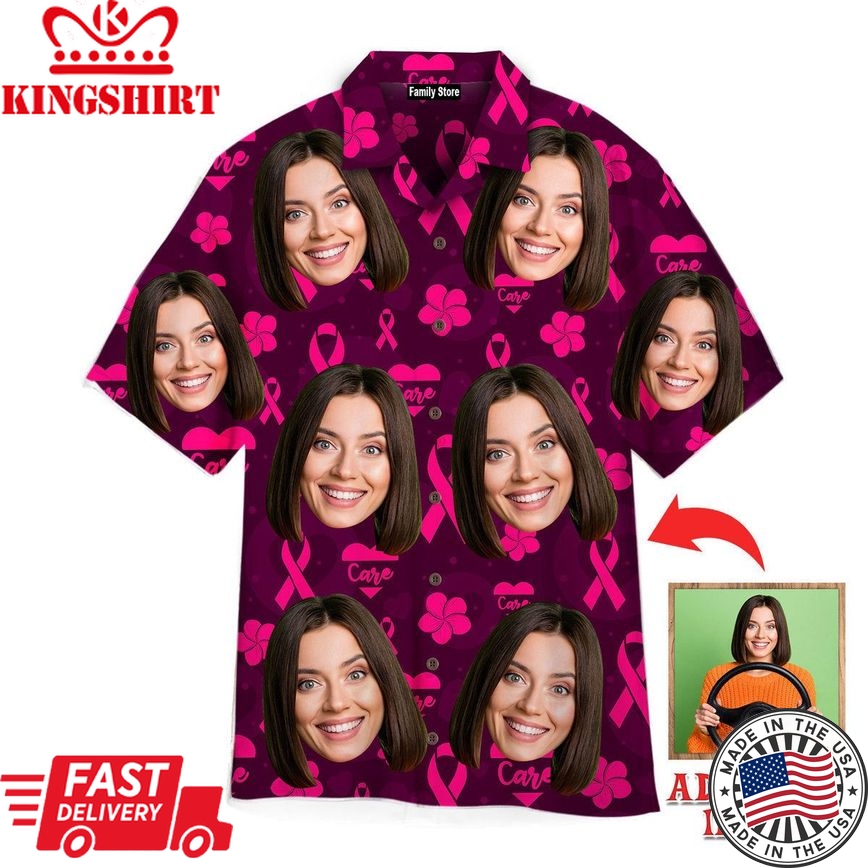 Custom Face On Breast Cancer Awareness Theme Custom Hawaiian Shirt