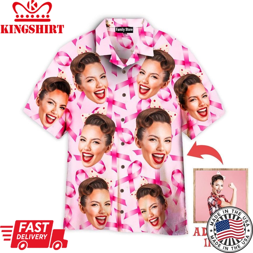 Custom Face On Breast Cancer Ribbons Awareness Custom Hawaiian Shirt