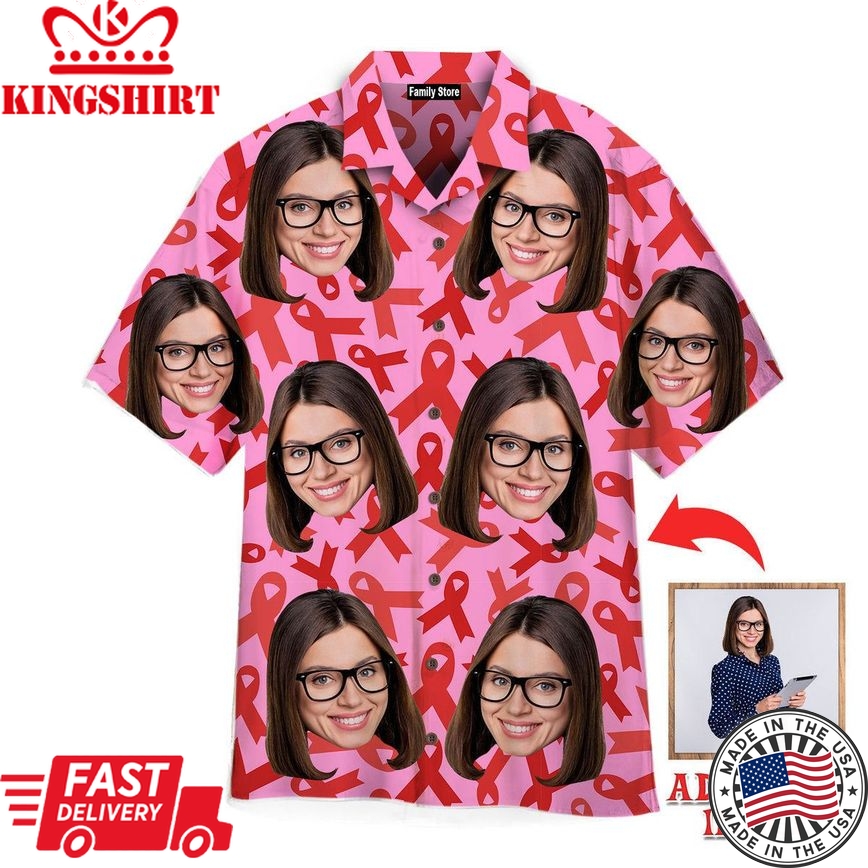 Custom Face On Pink Breast Cancer Awareness Custom Hawaiian Shirt