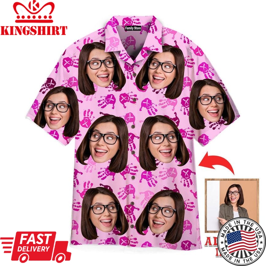 Custom Face On Pinktober Breast Cancer Awareness Custom Hawaiian Shirt