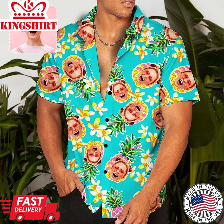 Custom Face Pineapple Trendy Hawaiian Shirt Personalized Beachwear