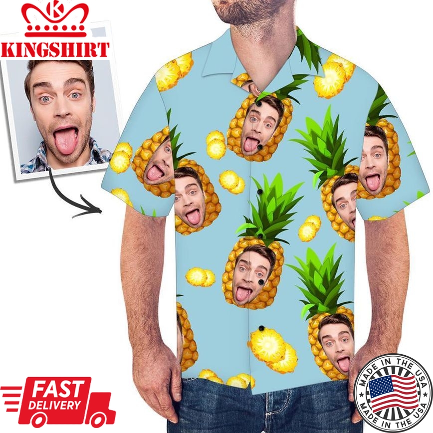 Custom Face Shirt Men's Hawaiian Shirt Big Pineapple