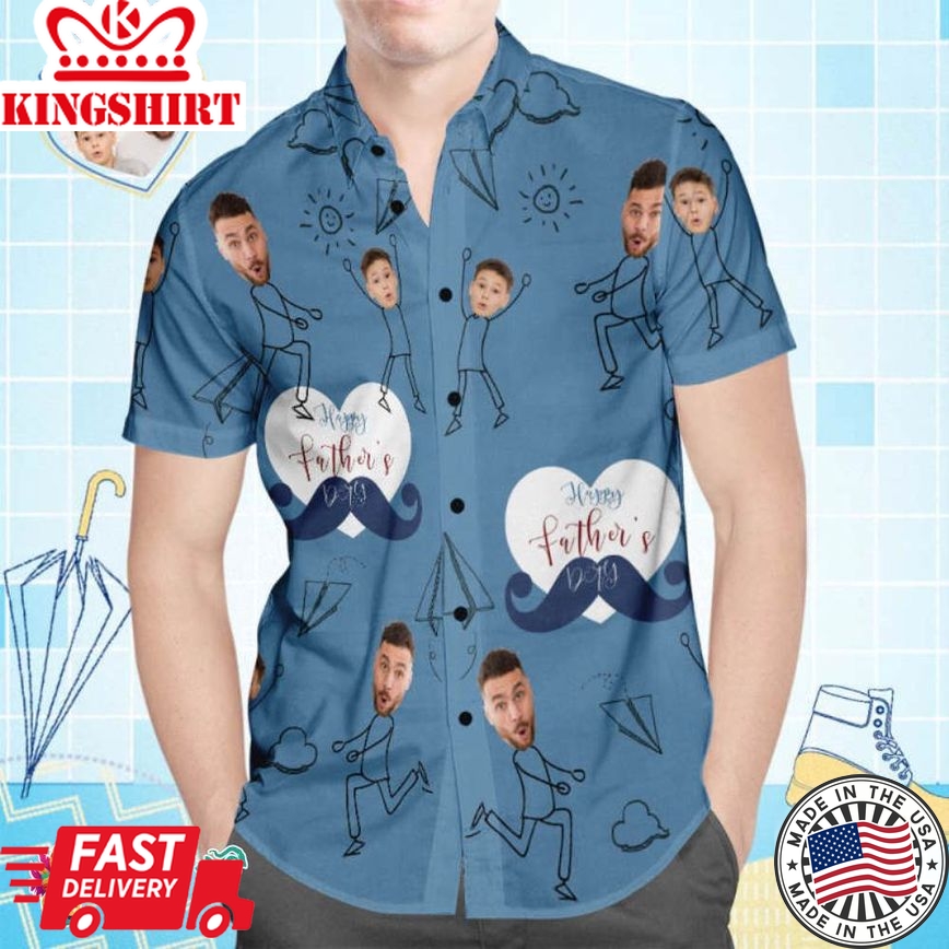 Custom Face Trending Hawaiian Shirts Hawaiian Shirt All Over Print Gifts For Dad Happy Father's Day