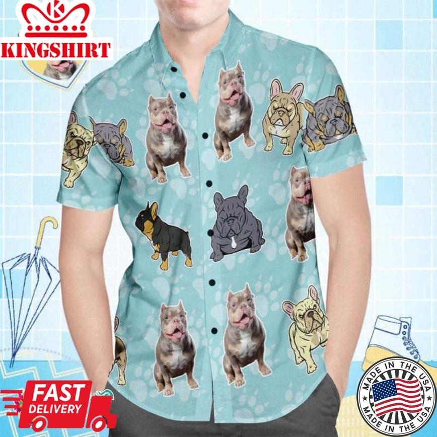 Custom Face Trending Hawaiian Shirts Hawaiian Shirt All Over Print Men's Shirt Pitbull Dogs