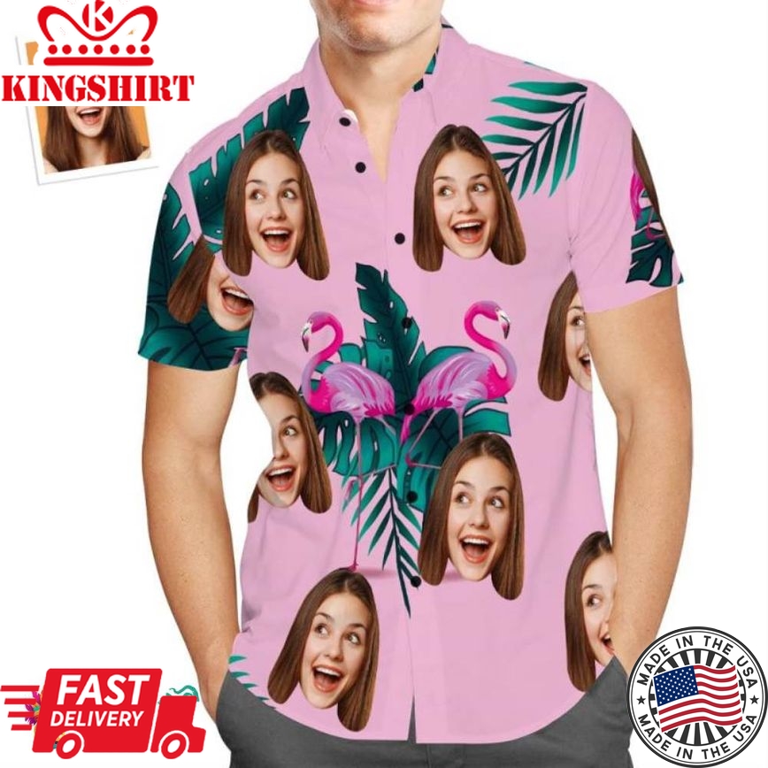 Custom Face Trending Hawaiian Shirts Hawaiian Shirt Funny Flamingo Vacation Beach Shirt Gift For Men