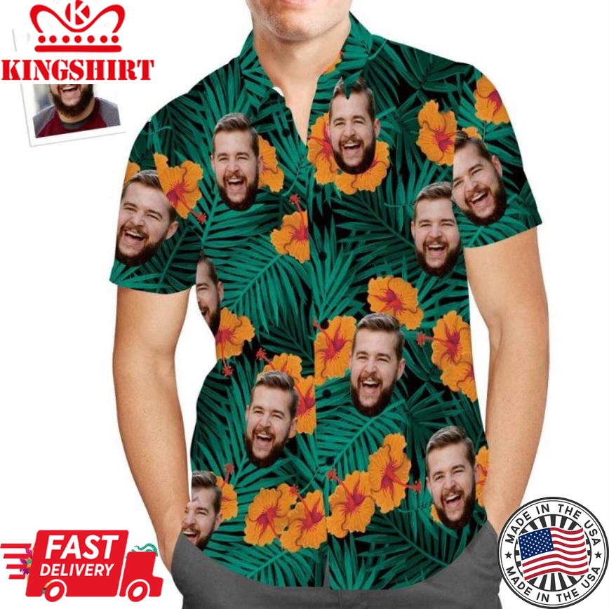 Custom Face Trending Hawaiian Shirts Hawaiian Shirt Hibiscus Flower Funny Beach Shirt Gift For Men