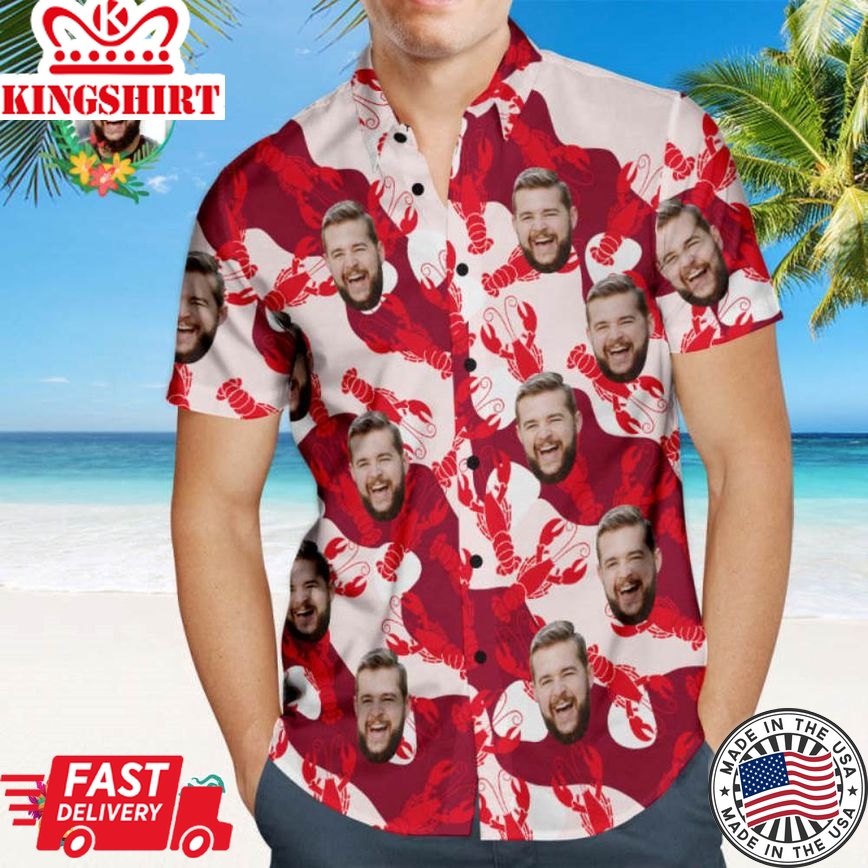 Custom Face Trending Hawaiian Shirts Hawaiian Shirt Lobster Style Personalized Face Shirt