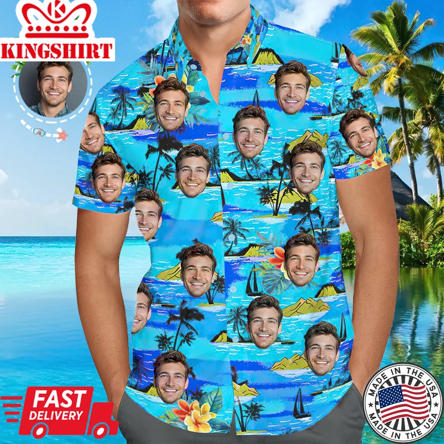 Custom Face Trendy Hawaiian Shirt Men's Gang Style