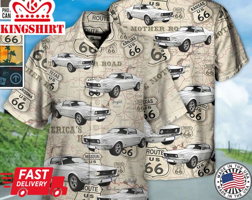 Custom Face Trendy Hawaiian Shirt, Route 66 Car Racing Car Lover Custom Photo, Best Gifts For Men, Short Sleeve Shirts, Hawaiian Set Gift.