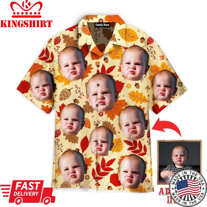 Custom Funny Face Happy First Day Of Fall Custom Hawaiian Shirt