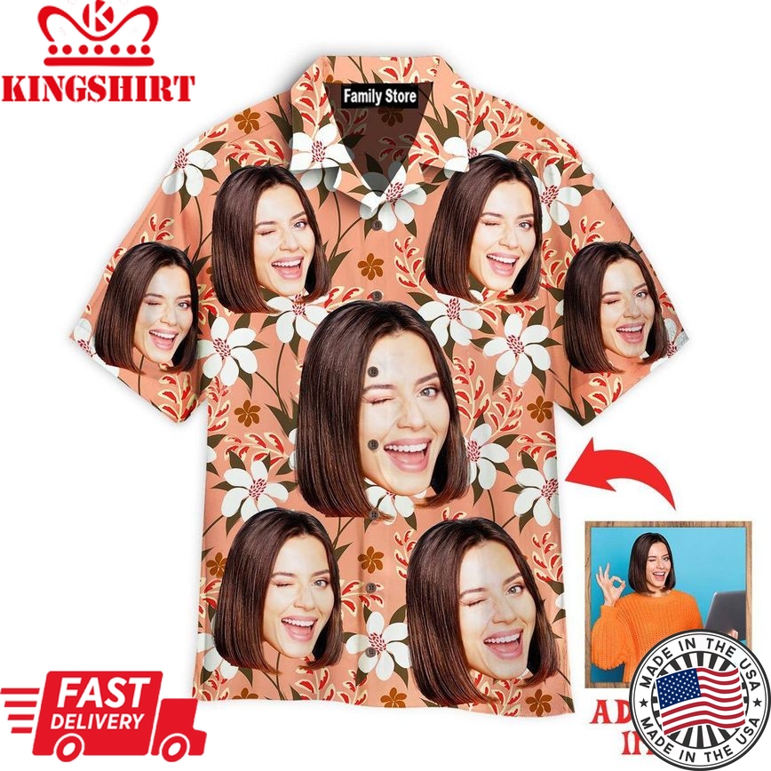 Custom Funny Face On Autumn Flowers Custom Hawaiian Shirt