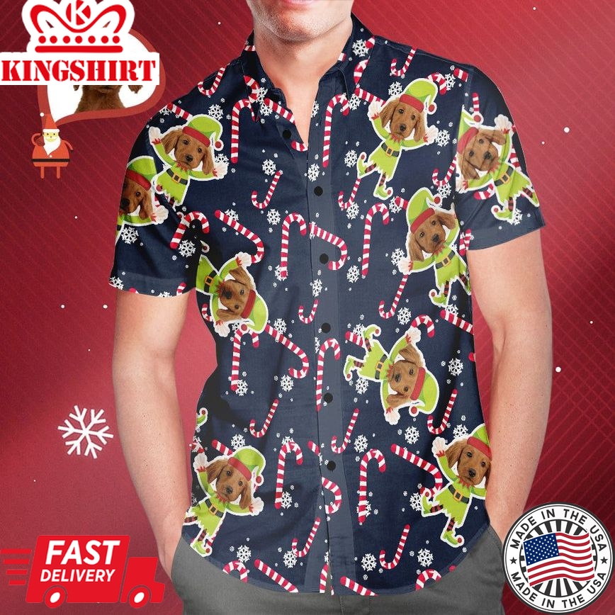 Custom Gog Face Christmas Elf Men's All Over Print Hawaiian Shirt Christmas Gift For Him