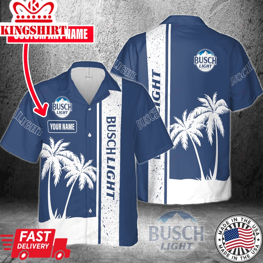 Custom Hawaiian Busch Light Shirt with Personalized Name