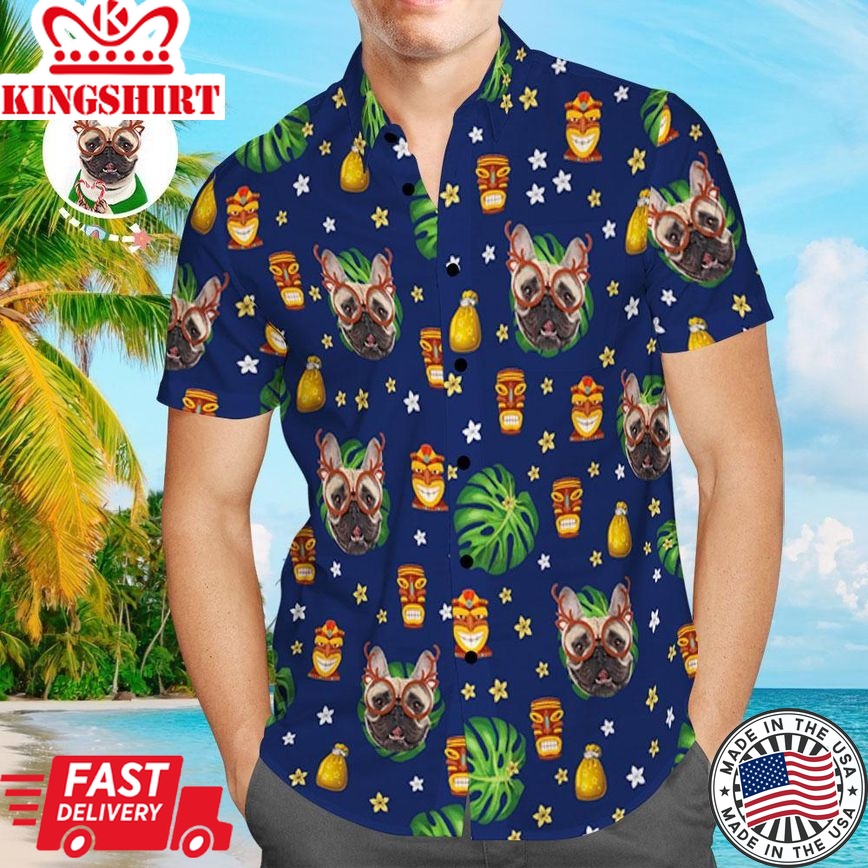 Custom Hawaiian Shirts Dog Face Aloha Beach Shirt For Men