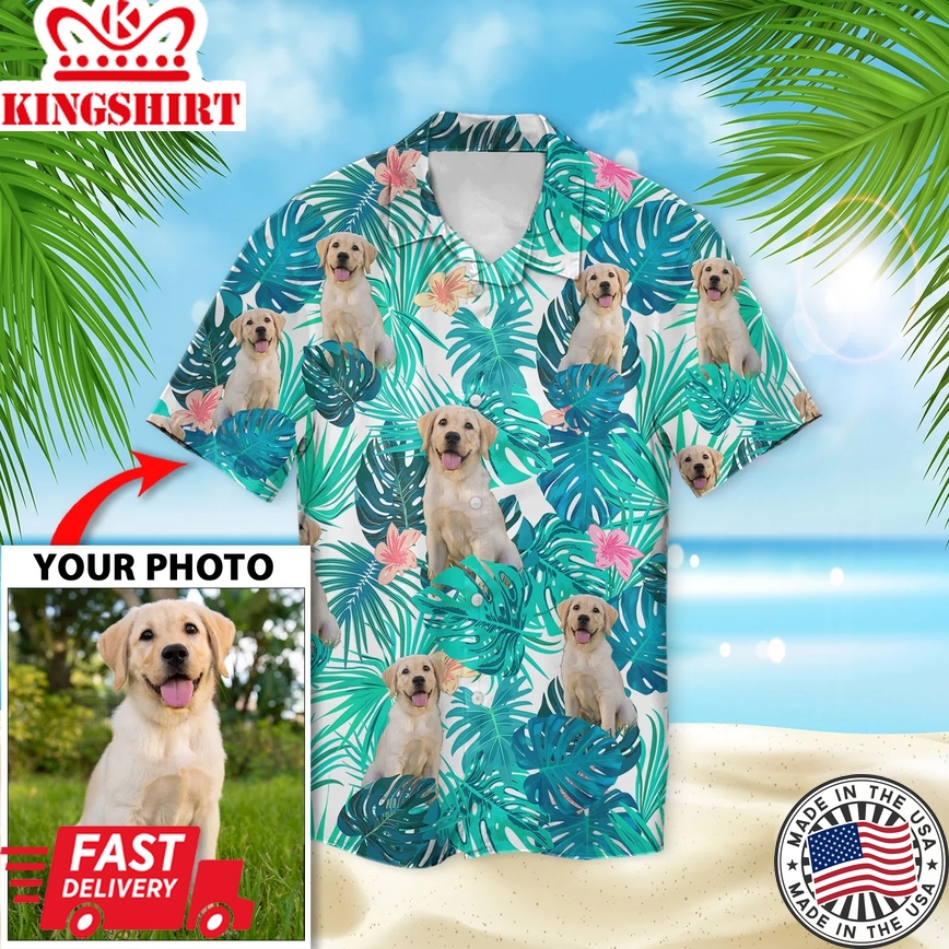 Custom Image Dog Flower Trendy Hawaiian Shirt, Labrador Retriever Aloha Shirt For Men, Hawaii Shirt Woman