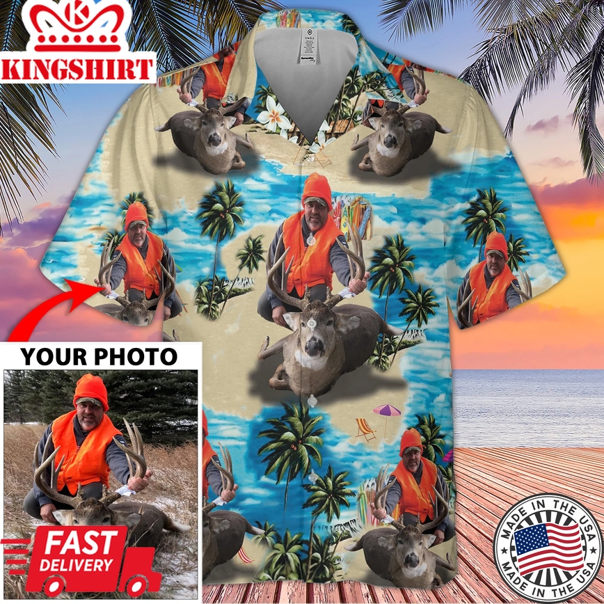 Custom Image Hunting Trendy Hawaiian Shirt, Gift For Hunting Lover, Hunting Men's Trendy Hawaiian Shirt