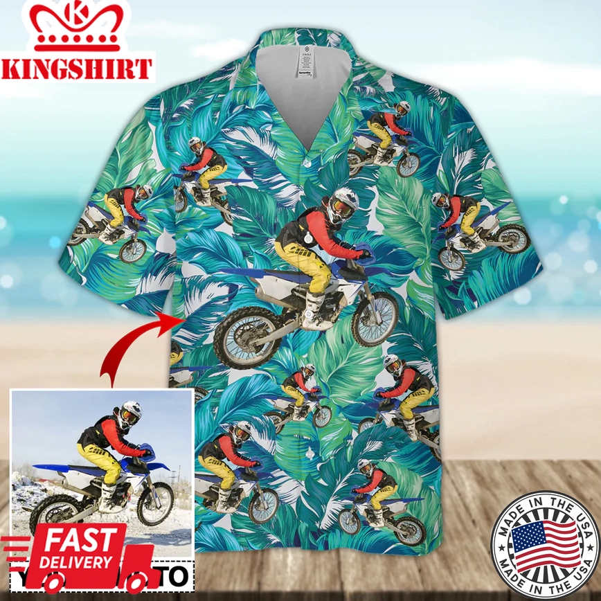 Custom Image Moto Racing Trendy Hawaiian Shirt, Moto Aloha Shirt For Men, Biker Beach Hawaii Shirt Woman