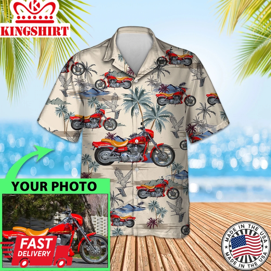 Custom Image Seamless Photo Biker Trendy Hawaiian Shirt, Summer Short Sleeve Hawaiian Aloha Shirt For Men, Women