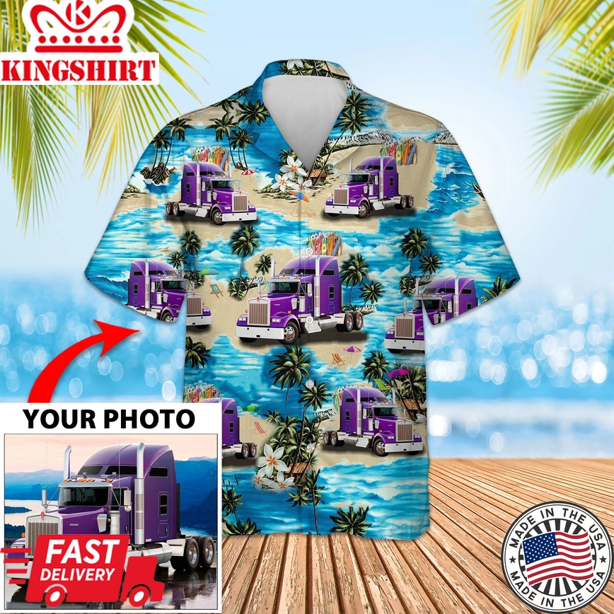 Custom Image Trucker Trendy Hawaiian Shirt, Trucker Lover Shirt, Trucker Gift