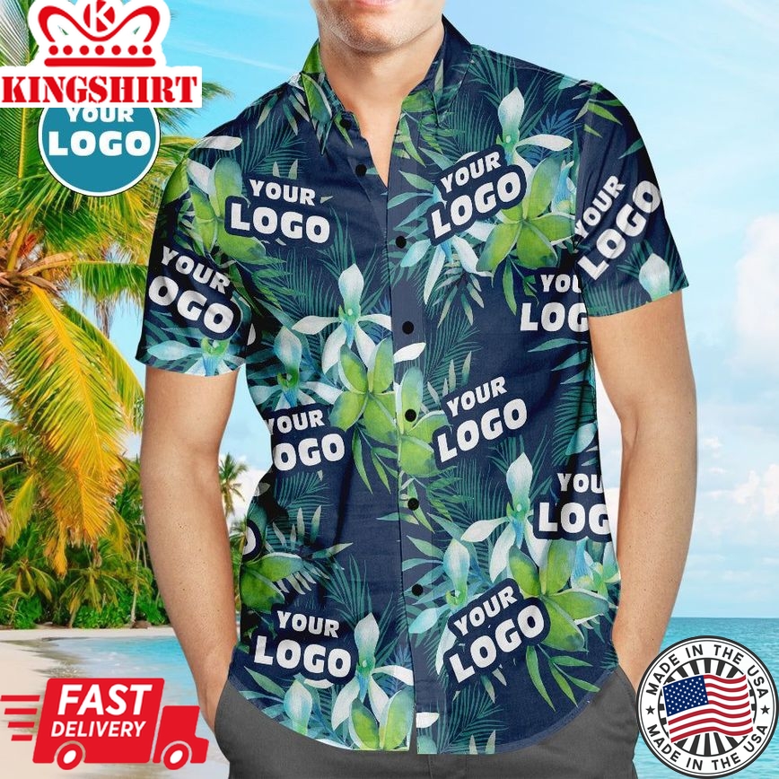 Custom Logo Hawaiian Shirts Leaves & Petal Aloha Beach Shirt For Men