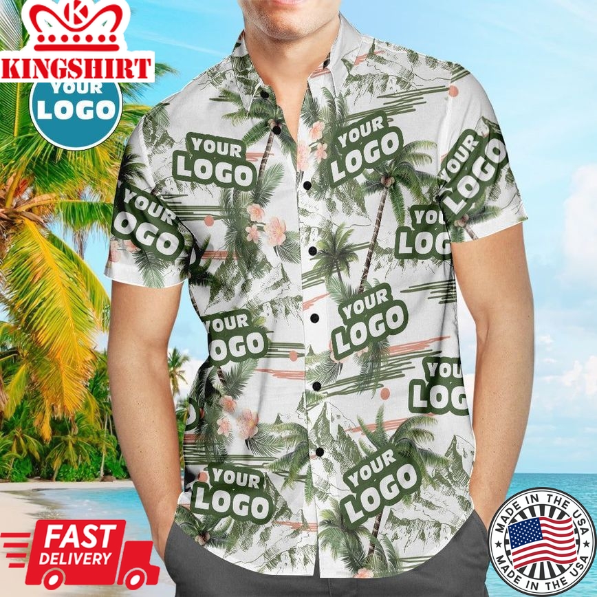 Custom Logo Personalized Hawaiian Shirt All Over Print Coconut Tree