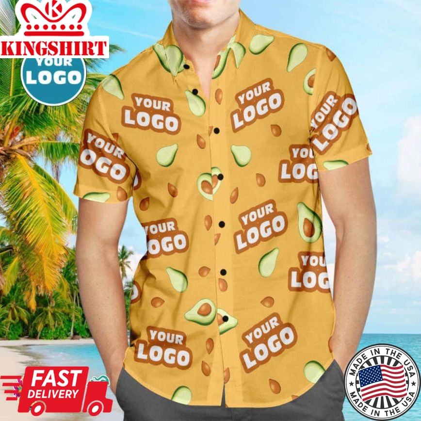 Custom Logo Trending Hawaiian Shirts Hawaiian Shirts Avocado Personalized Aloha Beach Shirt For Men