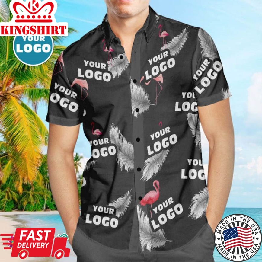 Custom Logo Trending Hawaiian Shirts Hawaiian Shirts Colorful Flamingo Design Aloha Beach Shirt For Men