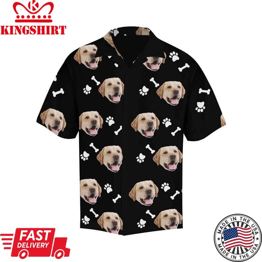 Custom Men's Hawaiian Shirt With Face Dog And Bone