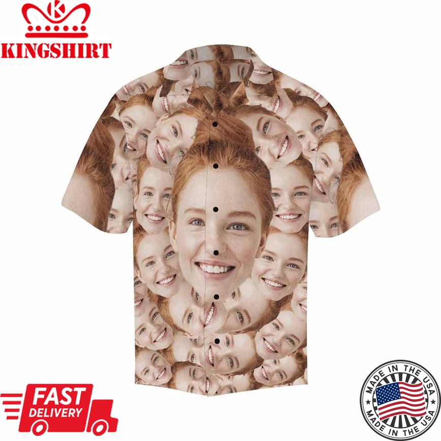 Custom Men's Hawaiian Shirt With Girlfriend Face Seamless