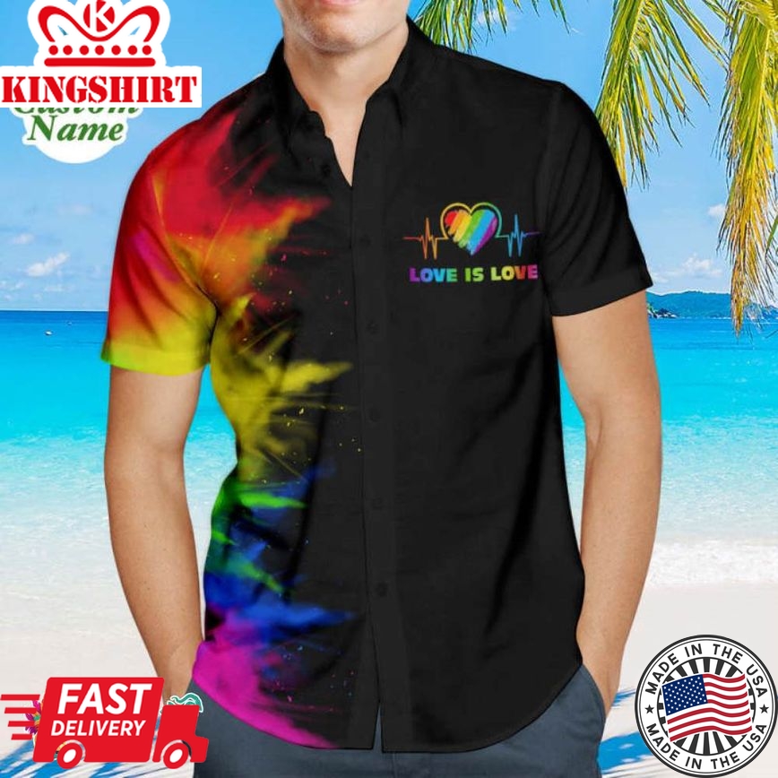 Custom Men's Trending Hawaiian Shirts Hawaiian Shirts Personalized Lgbtq Gay Pride Shirt - Love Is Love