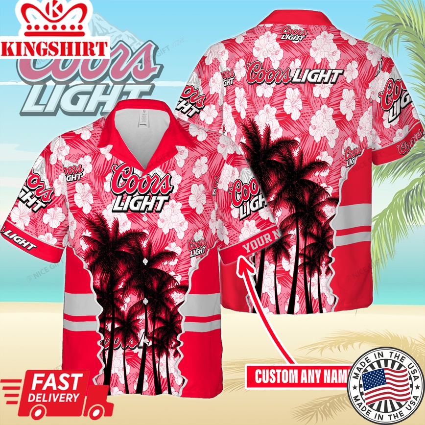 Custom Name Coors Light Hawaiian Celebration Shirt