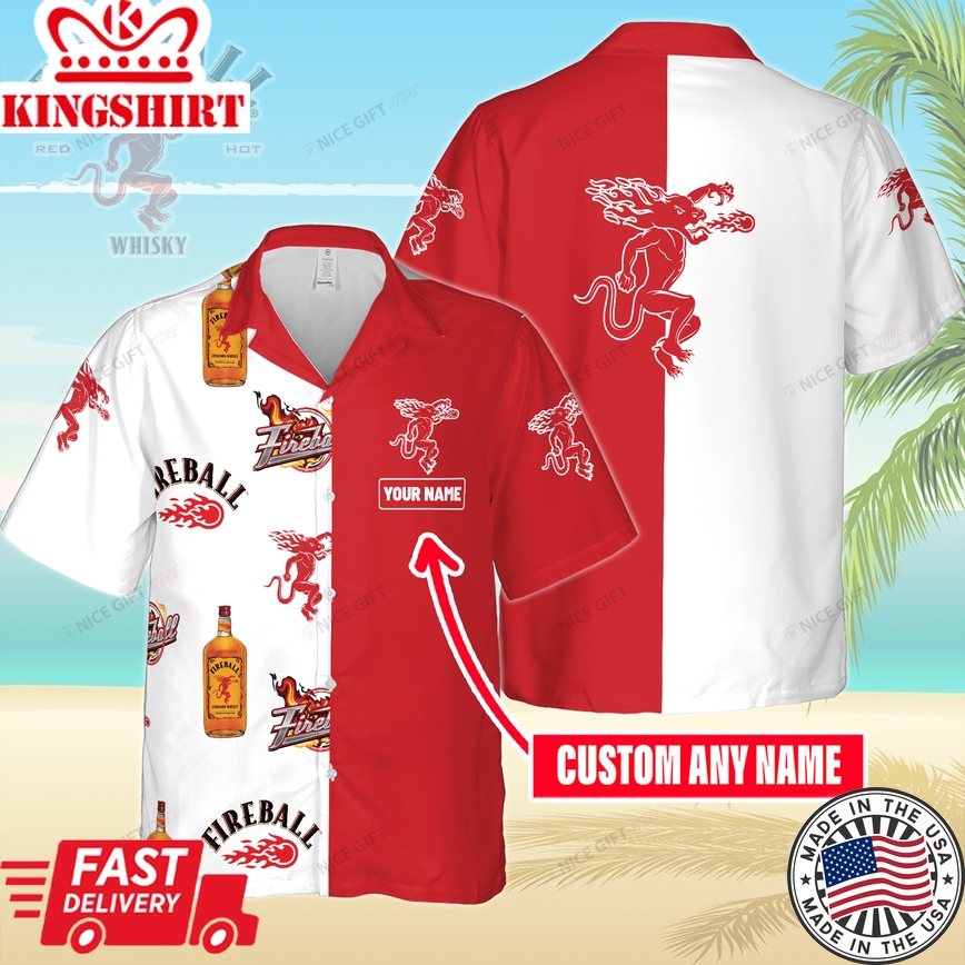 Custom Name Fireball Cinnamon Whisky Aloha Shirt