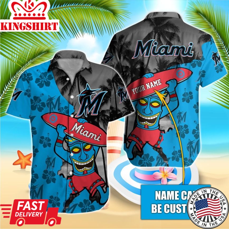 Custom Name Hawaiian Shirt for Miami Marlins Fans