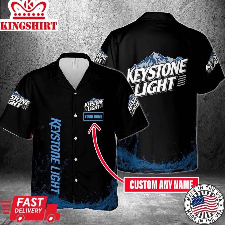 Custom Name Keystone Light Themed Hawaiian Shirt